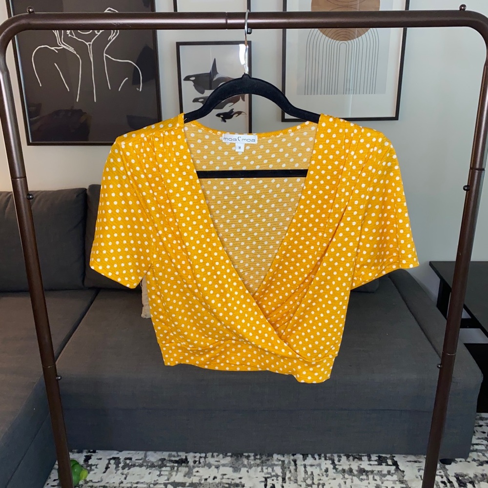 Yellow polka dot crop top